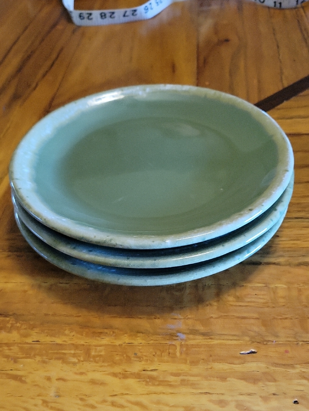 Hull Pottery Avocado Green Glazed Plate Set Of 3 MCM Vintage